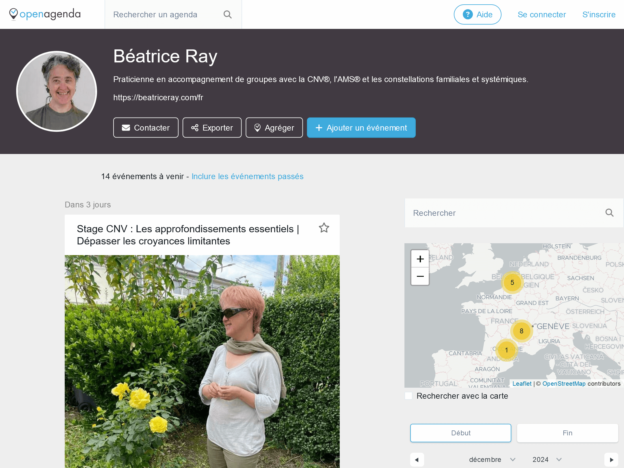 la page de beatrice sur Open Agenda